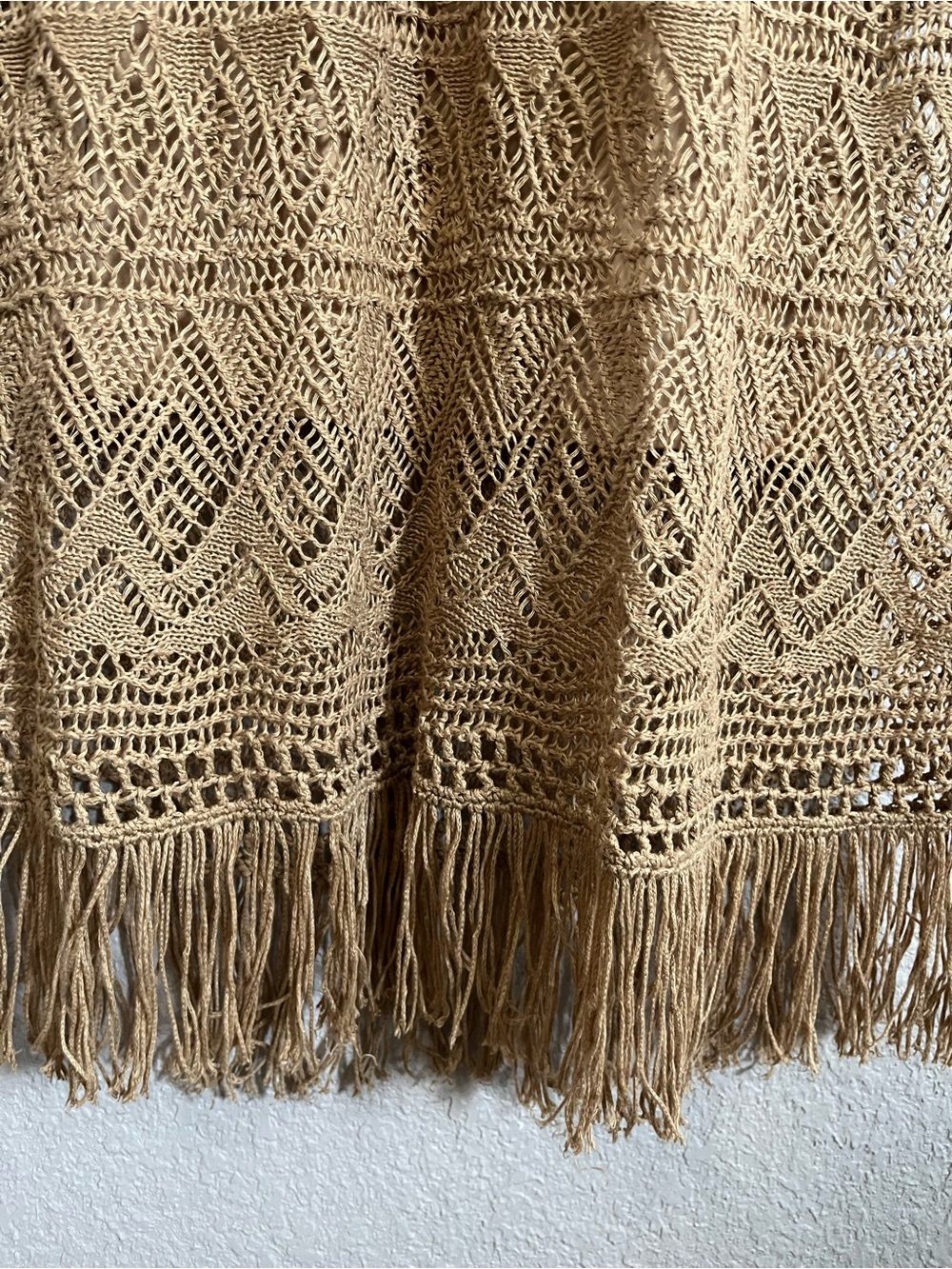 Lauren Ralph Lauren Linen Crochet Fringe Lined Midi Dress Tan Medium - Picture 10 of 13